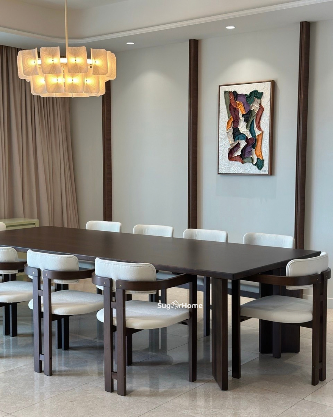 Andika Nyatoh 3.0m Flatton Leg Dining Table with Tessa Arm Chairs