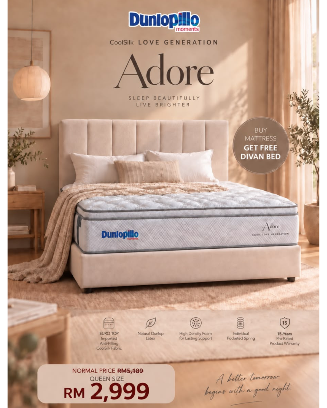 Dream Bed Deal - Dunlopillo CoolSilk Adore Mattress