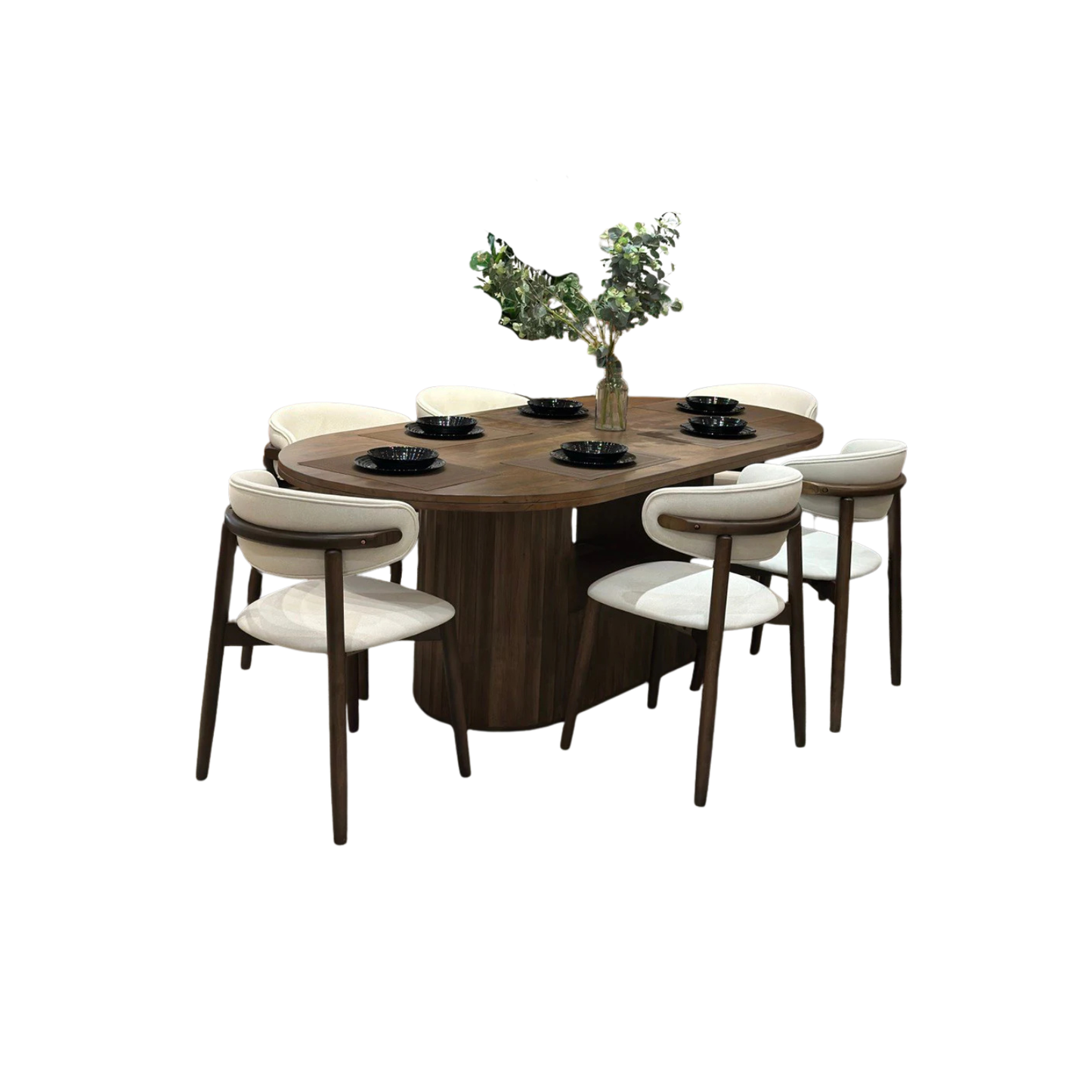 Edward 2.1m Solid Wood Dining Table with Zera Chairs