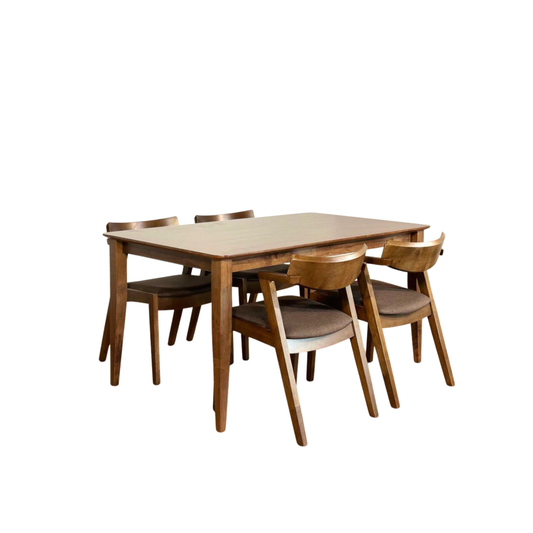 Osaka 1.5m Dining Table with Zoey Chairs in Medium Brown