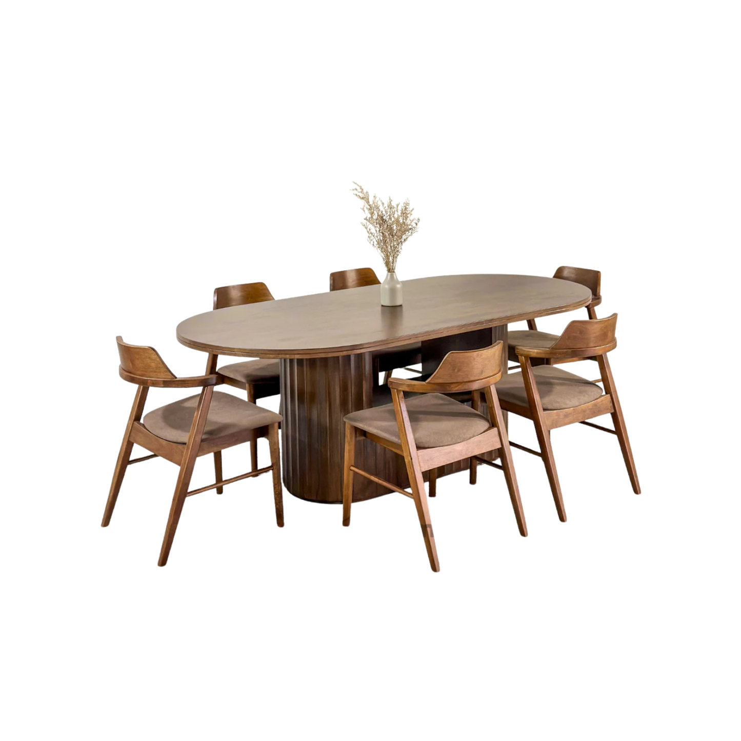 Edward 2.1m Solid Wood Dining Table with Zaiden Chair