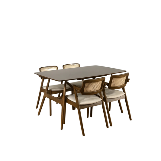 Alina 1.5m Dining Table with Ryan Chairs in Medium Brown