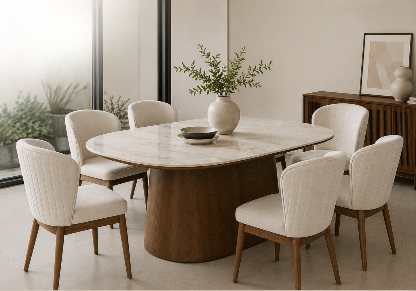 Tiara 1.8m Sintered Stone Dining Table with Elara Chairs