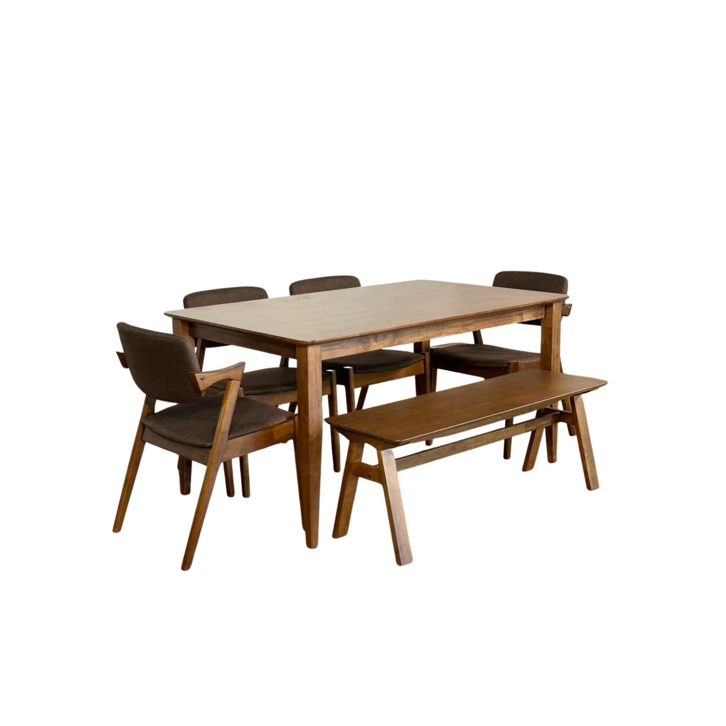 Osaka 1.5m Dining Table with 4 Zack Chairs + 1.2m Wooden Bench