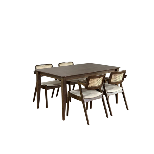 Osaka 1.5m Dining Table with Ryan Chairs in Medium Brown