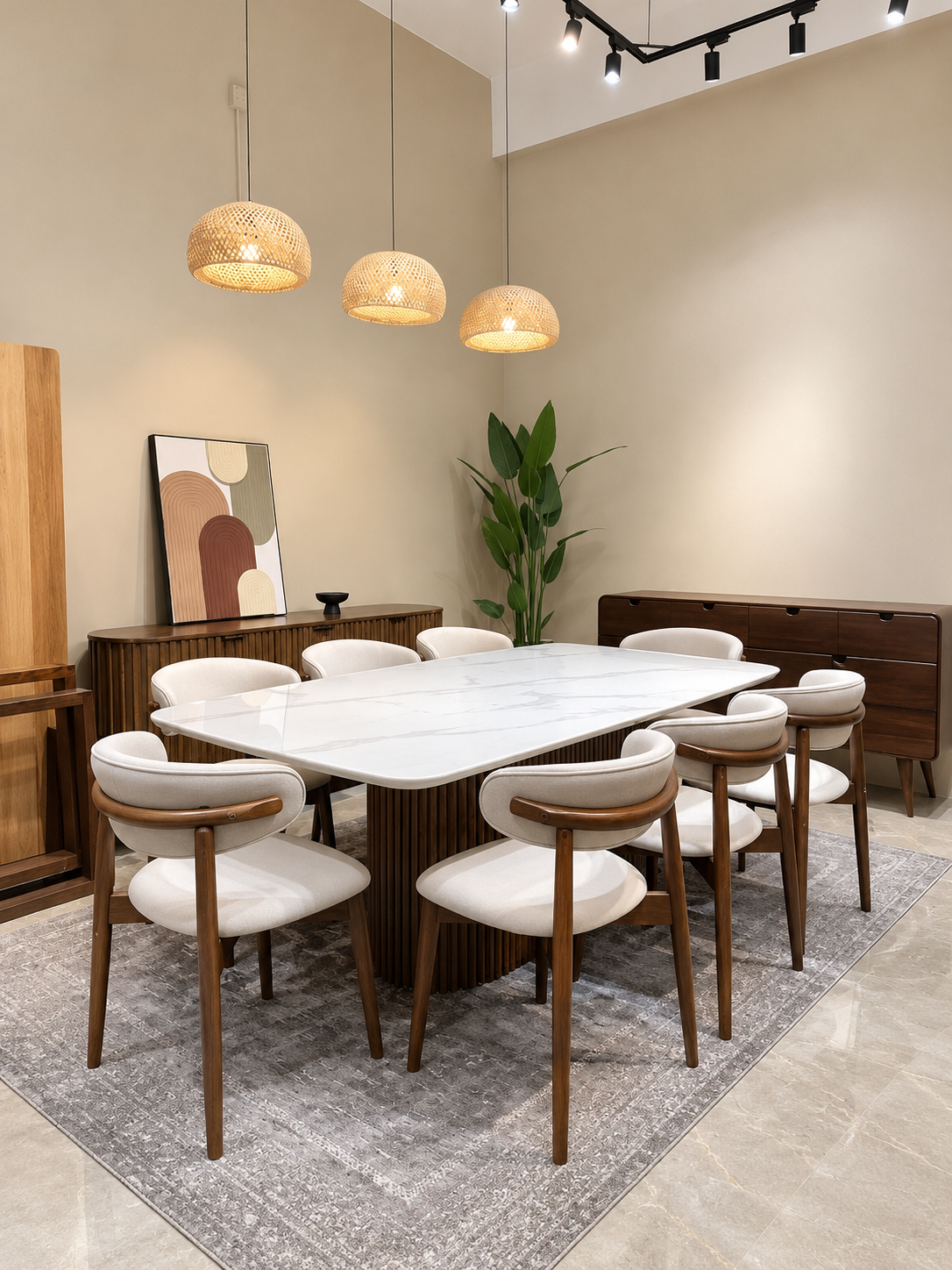 Amber 2.1m Marble Dining Table with Nera Chairs