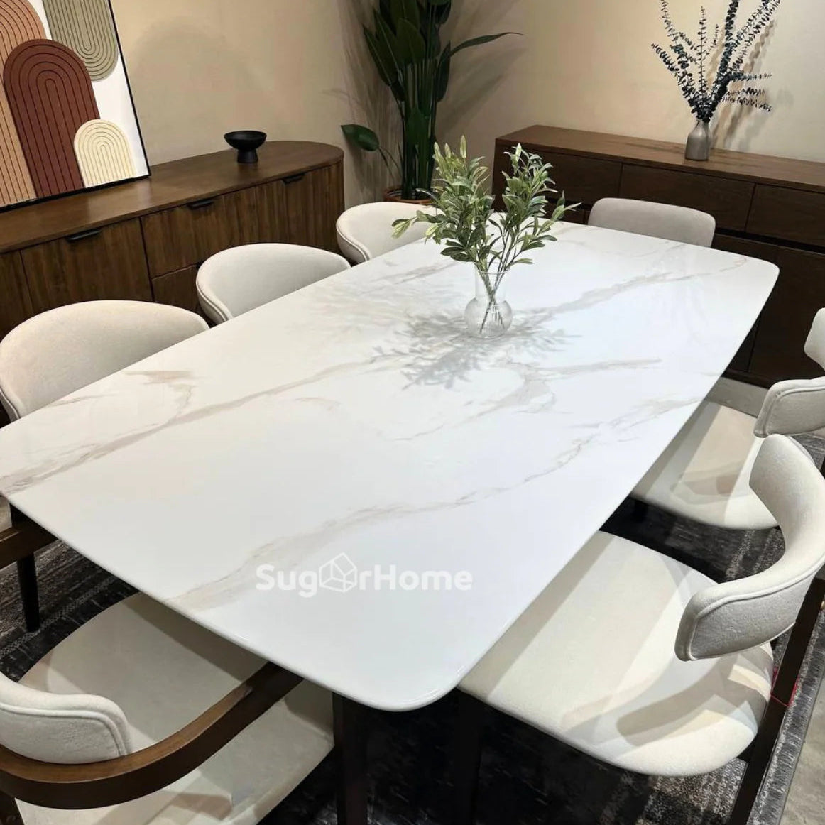Amber 2.1m Marble Dining Table with Nera Chairs