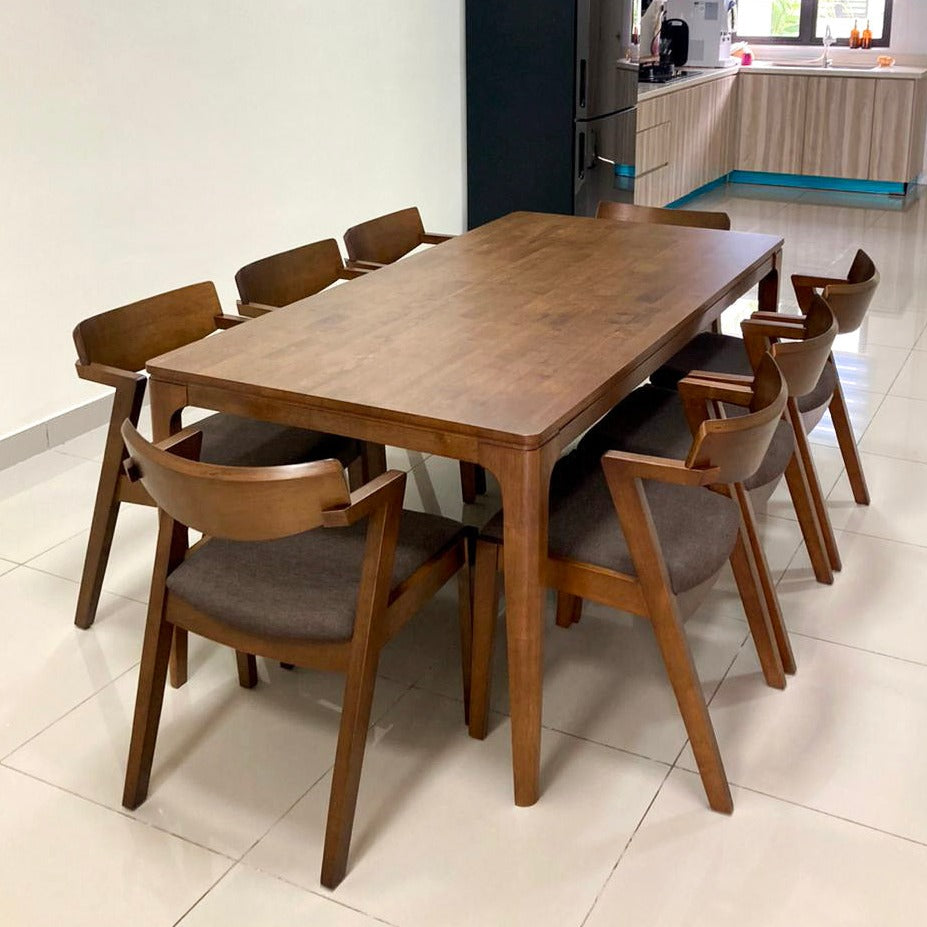Walnut 1.8M Dining Table with Zoey Chairs