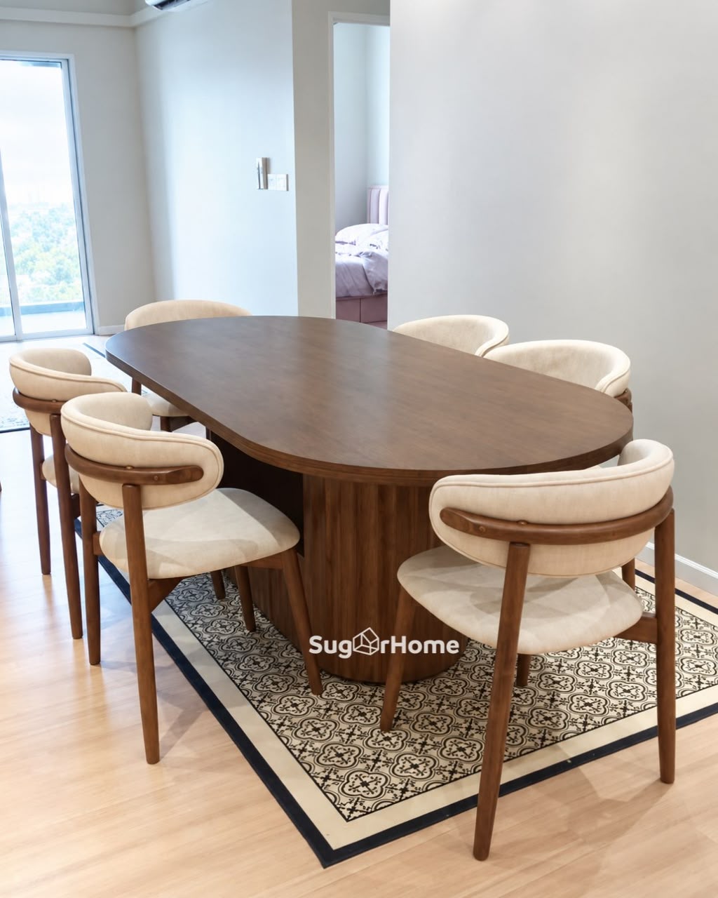 Edward 2.1m Solid Wood Dining Table with Zera Chairs