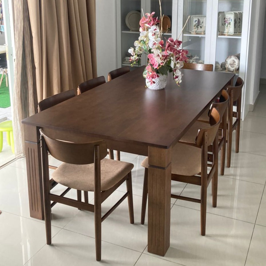 Kingsley 2.1m Solid Wood Dining Table with Mocha Chair