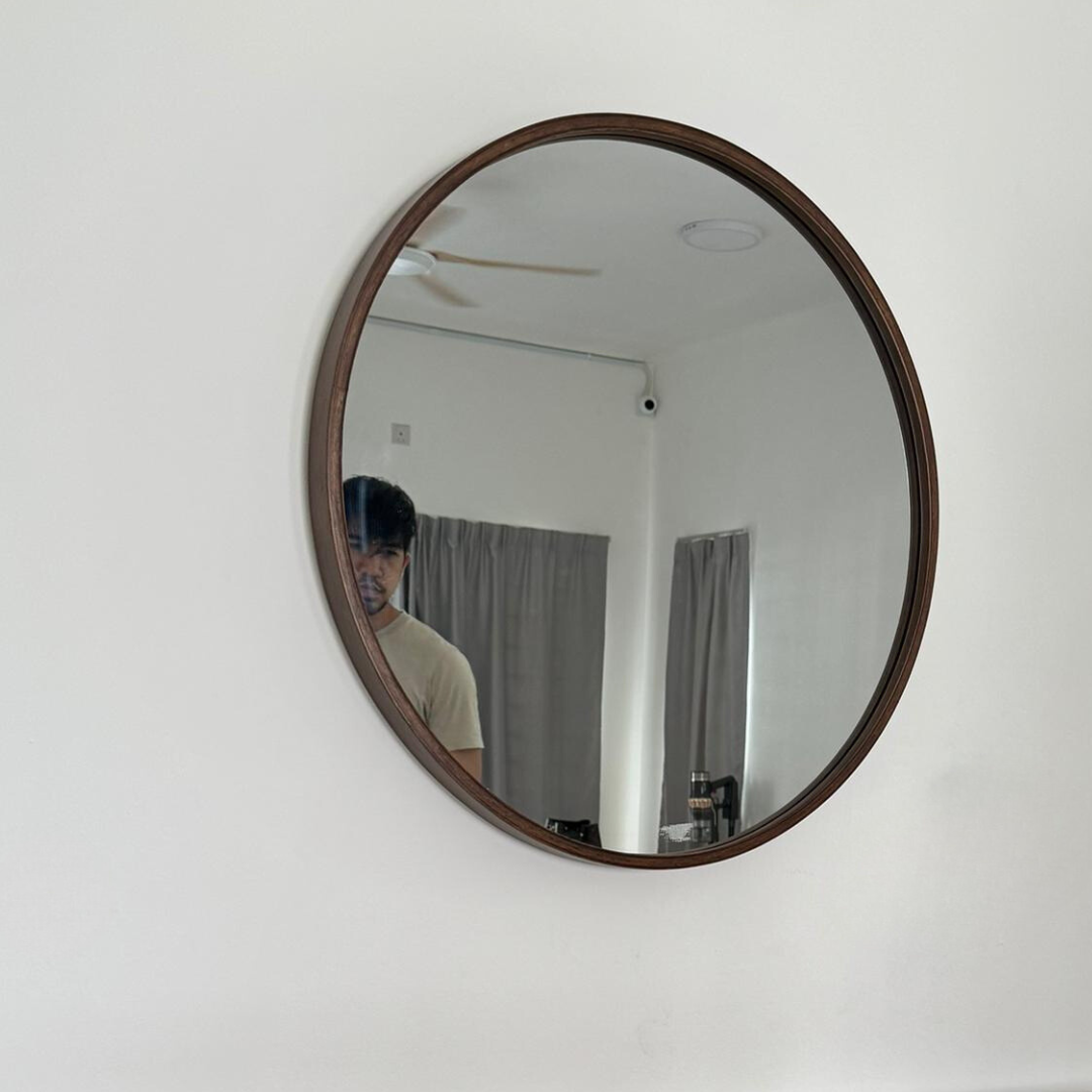 Myra Solid Wood Round Mirror