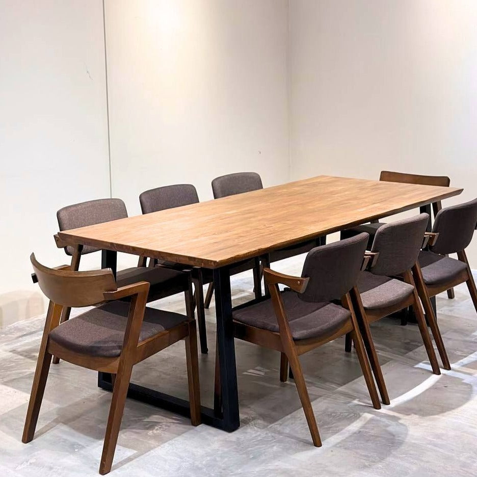 Serena 2.1m Live Edge Dining Table with 6 Zack Dining Chairs &  2 Zoey Dining Chair