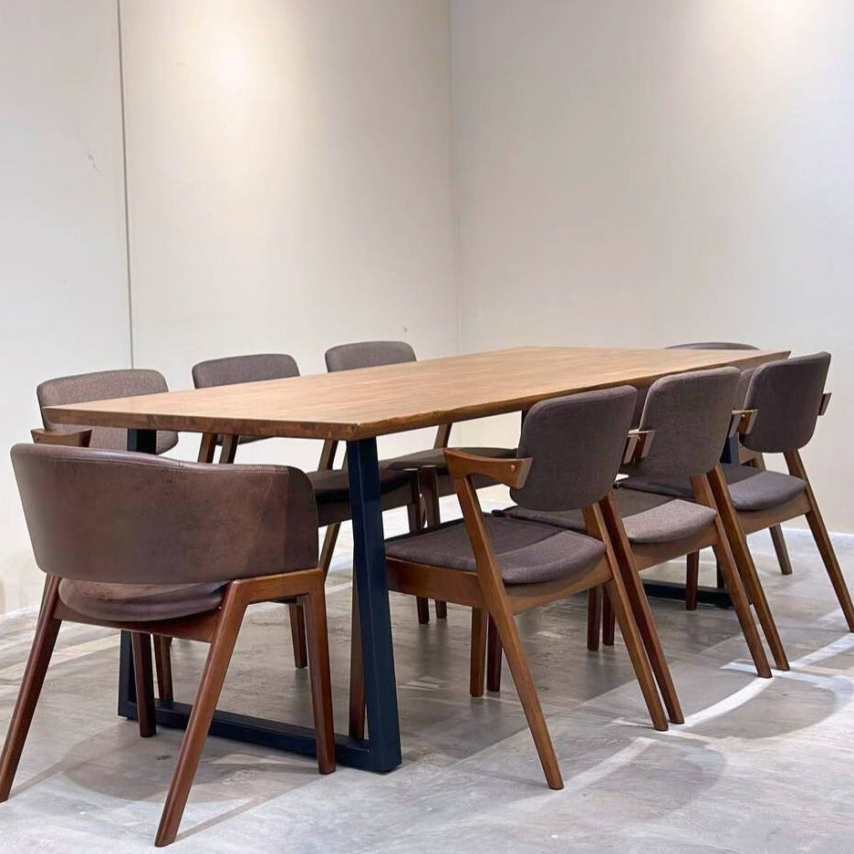 Serena 2.1m Live Edge Dining Table with 6 Zack Dining Chairs & 2 Leo Dining Chair