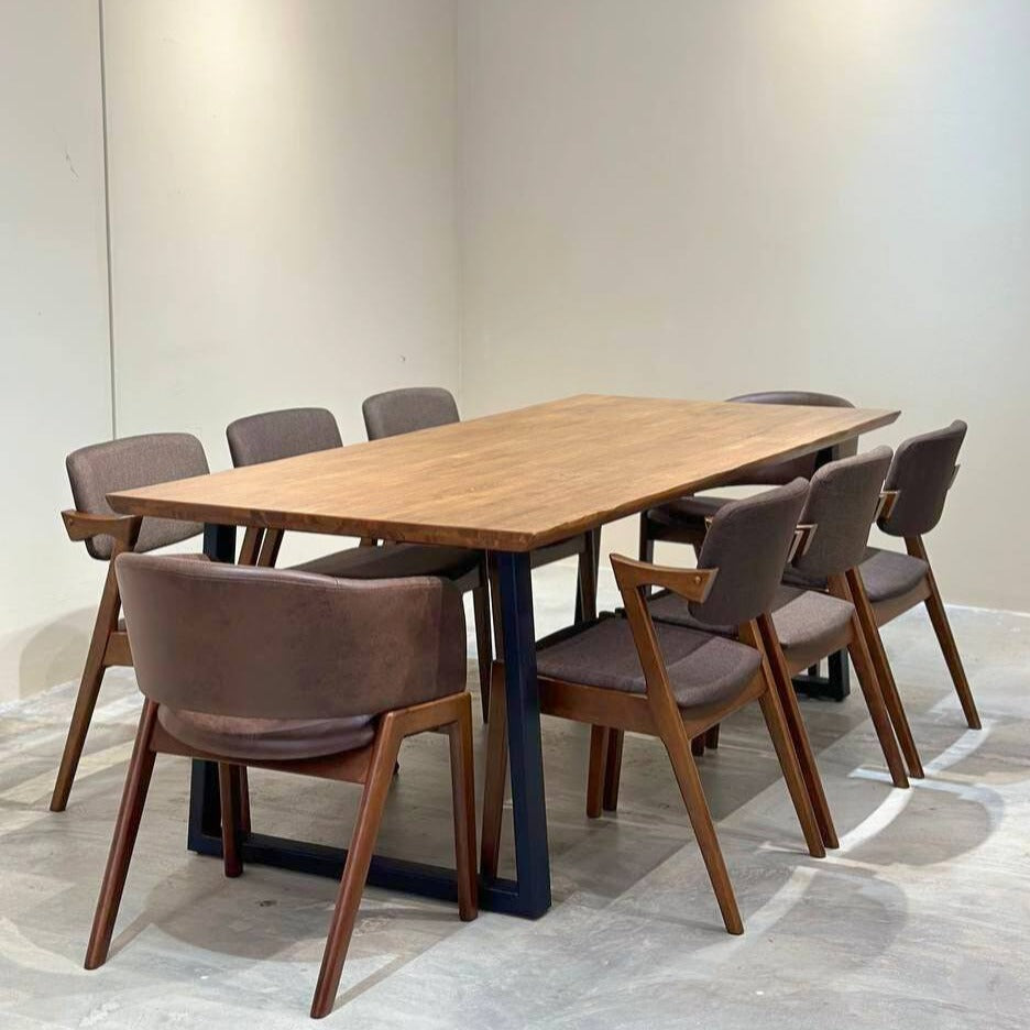 Serena 2.1m Live Edge Dining Table with 6 Zack Dining Chairs & 2 Leo Dining Chair