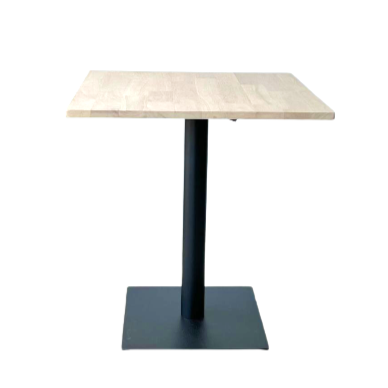 Square Solid Wood Cafe Table in White Wash Color (Metal Plate leg)