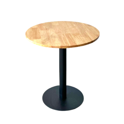 Round Solid Wood Cafe Table in Natural Color (Metal Plate leg)