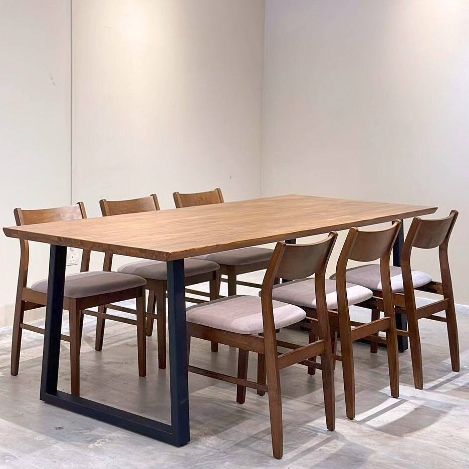 Serena 2.1m Live Edge Dining Table with Terra Chairs