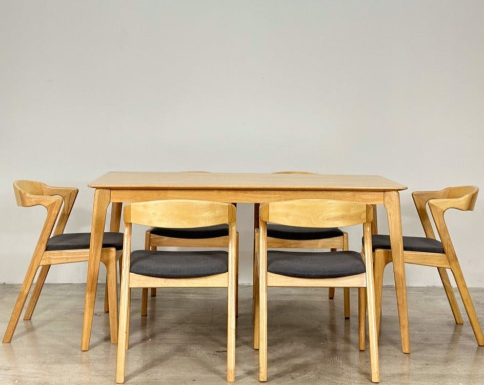 Hazelnut 1.5m DIning Table in Natural with Zara Chairs