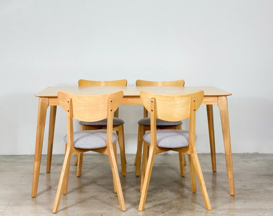 Hazelnut 1.5m Dining Table in Natural with Hazel Chairs in Natural