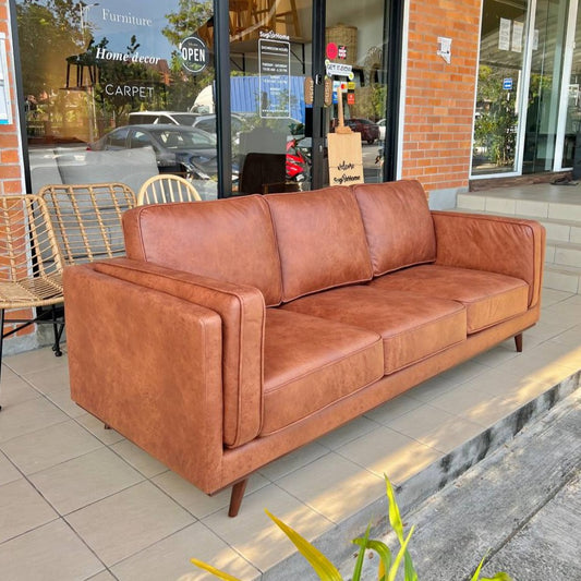 Hudson 3 seater Sofa Leather Look Fabric