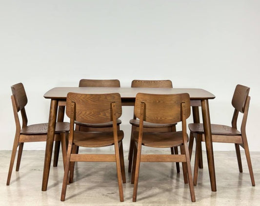 Hazelnut 1.47m Dining Table in Medium Brown with Henry Chairs