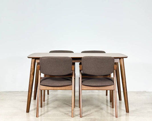 Hazelnut 1.47m Dining Table in Medium Brown with Zack Chairs