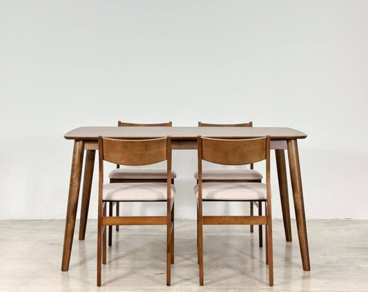 Hazelnut 1.47m Dining Table in Medium Brown with Terra Chairs
