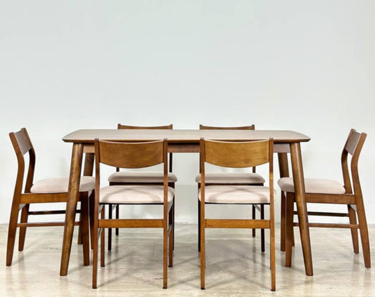 Hazelnut 1.47m Dining Table in Medium Brown with Terra Chairs