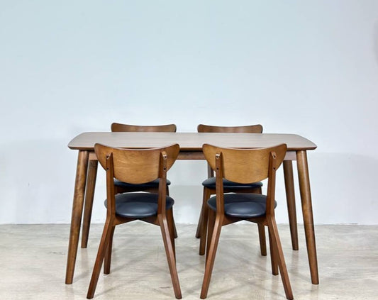 Hazelnut 1.47m Dining Table in Medium Brown with Hazel Chairs in Medium Brown