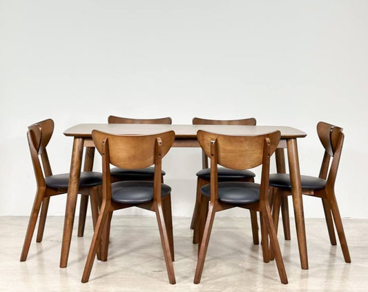 Hazelnut 1.47m Dining Table in Medium Brown with Hazel Chairs in Medium Brown