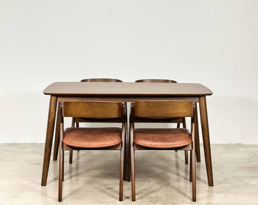 Hazelnut 1.47m Dining Table in Medium Brown with Atellia Chairs