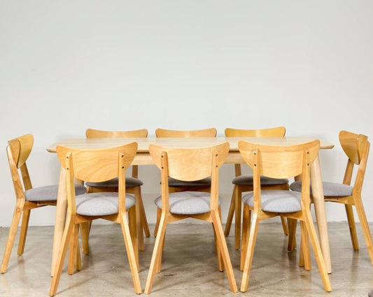 Chestnut 1.8m Dining Table in Natural with Hazel Chairs in Natural