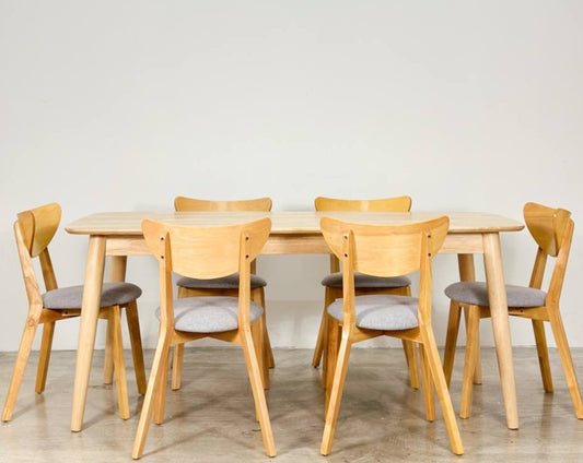 Chestnut 1.8m Dining Table in Natural with Hazel Chairs in Natural