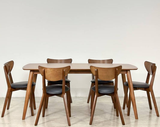 Chestnut 1.8m Dining Table in Medium Brown with Hazel Chairs in Medium Brown