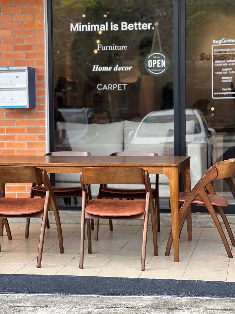 Walnut 1.8m Dining Table with Atellia Chairs Set