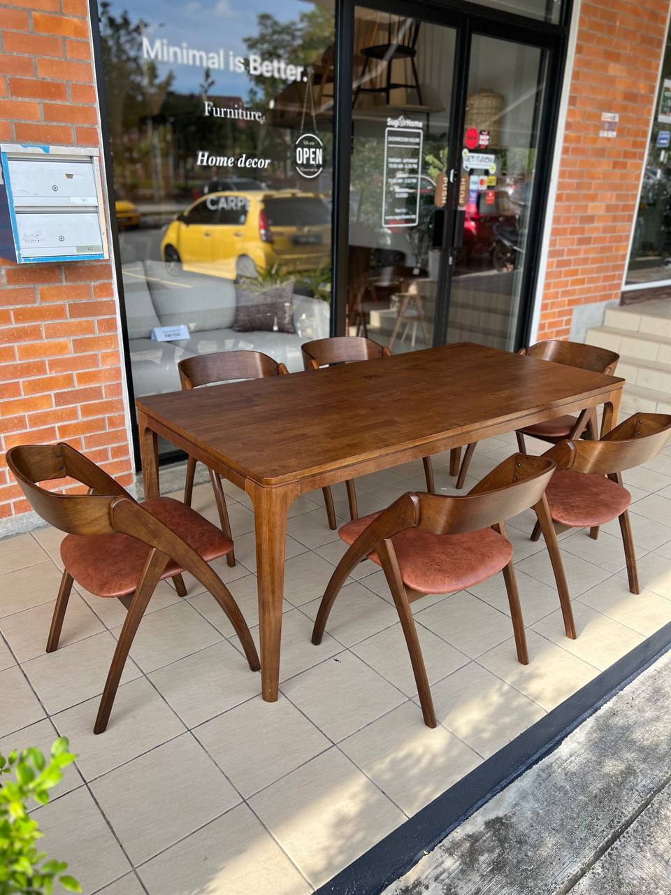 Walnut 1.8m Dining Table with Atellia Chairs Set