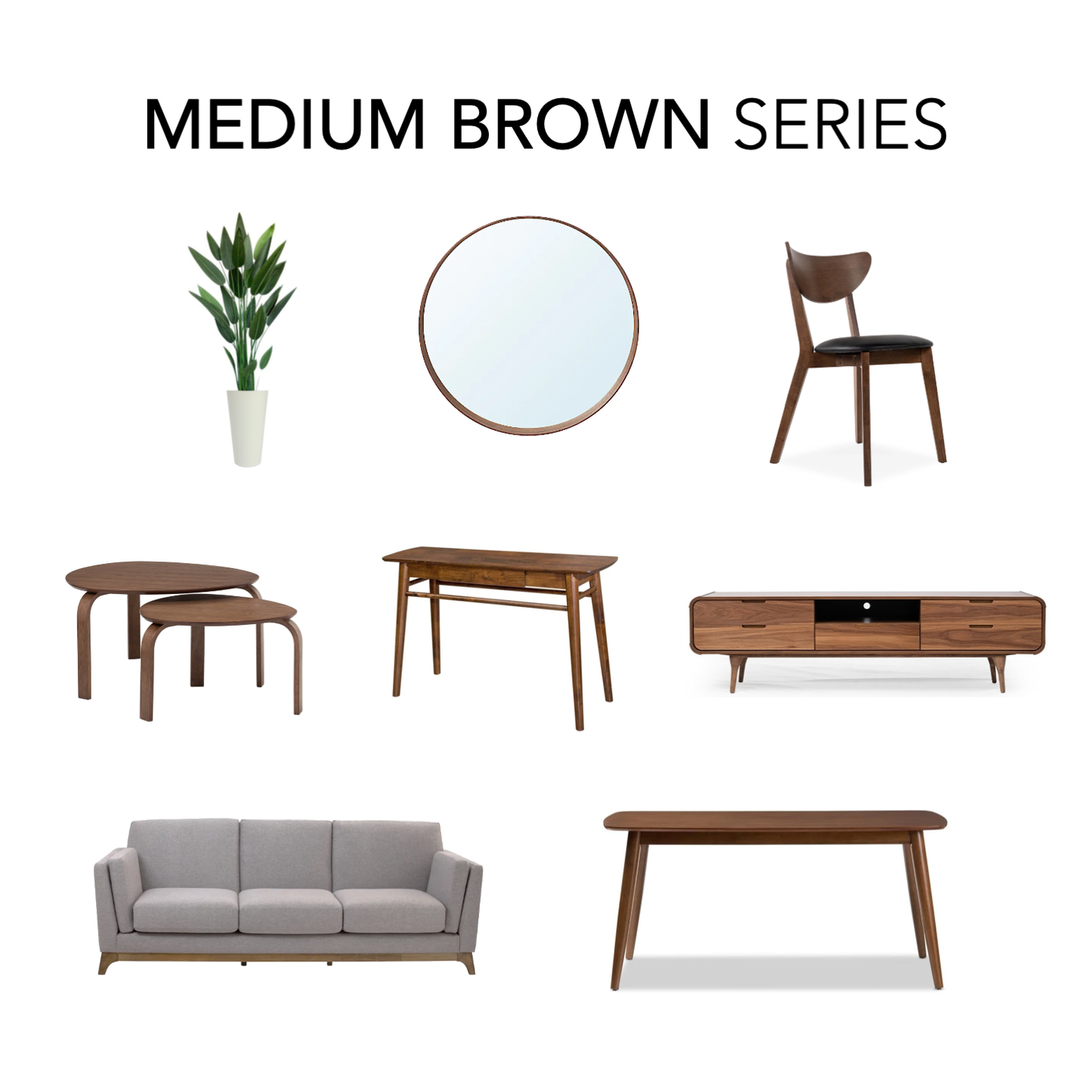Plus Dining Room & Living Room in Medium Brown