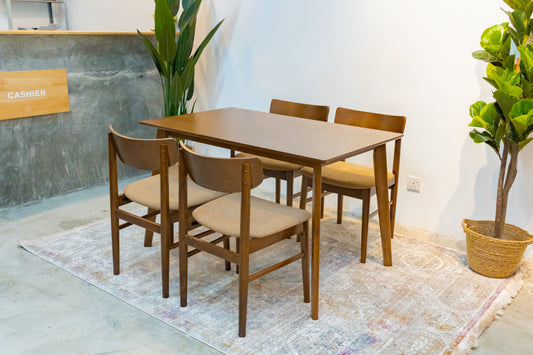Hazelnut 1.2m Dining Table in Medium Brown with Mocha Chairs
