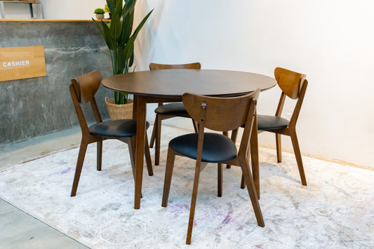 Walnut Round Dining Table with Hazel Chairs