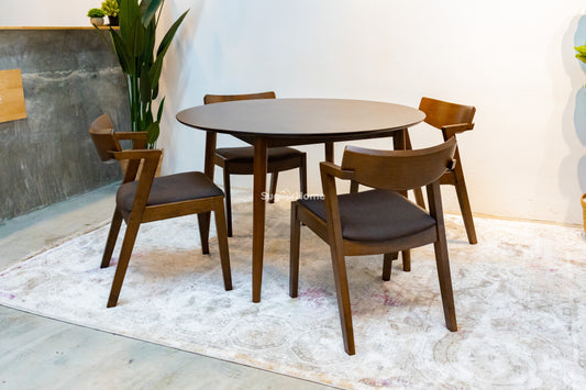 Walnut Round Dining Table with Zoey Chairs