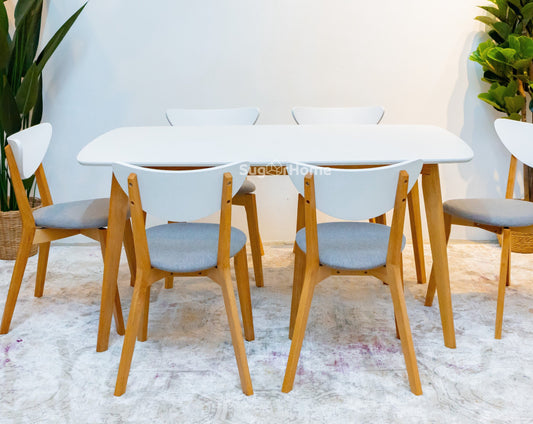 Nest 1.4m Dining Table with Hazel Chairs in White