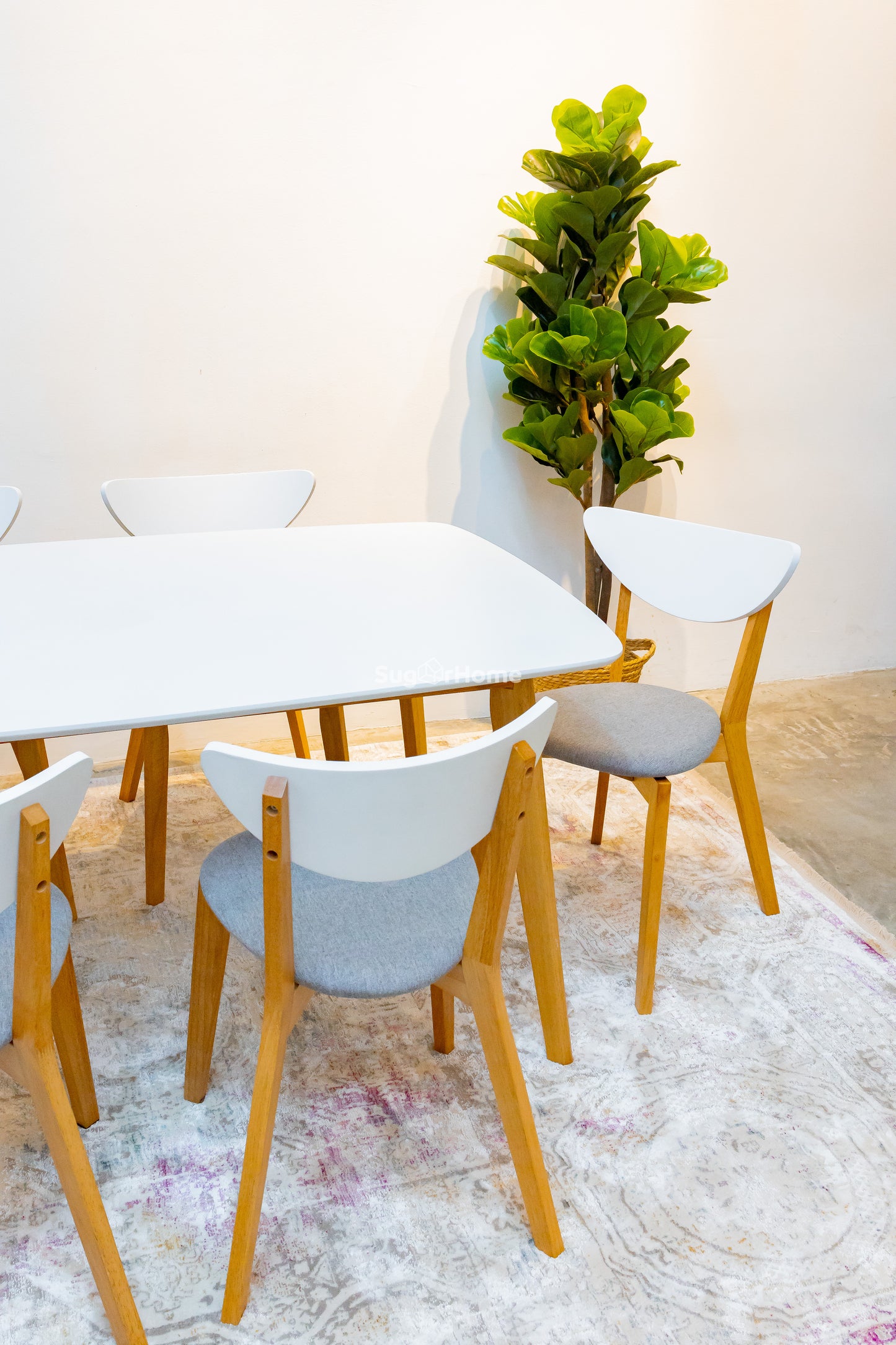 Nest 1.4m Dining Table with Hazel Chairs in White