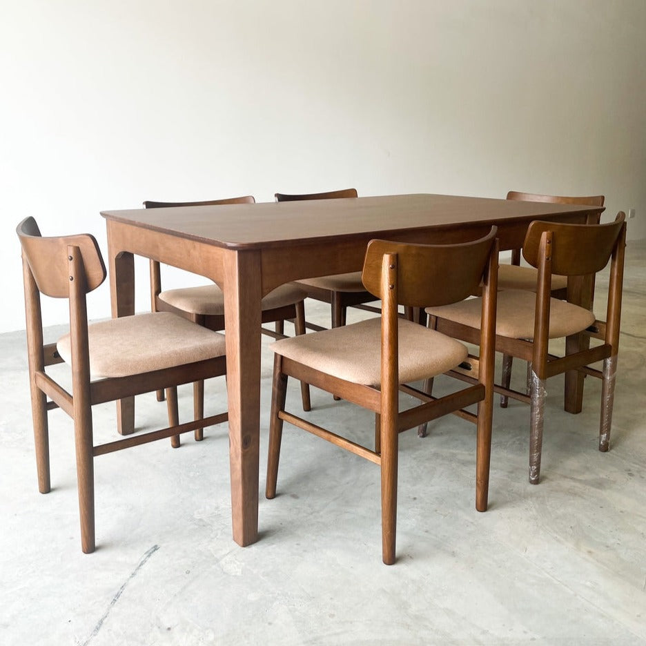 Hailey 1.5m Solid Wood Dining Table Set 6 seater